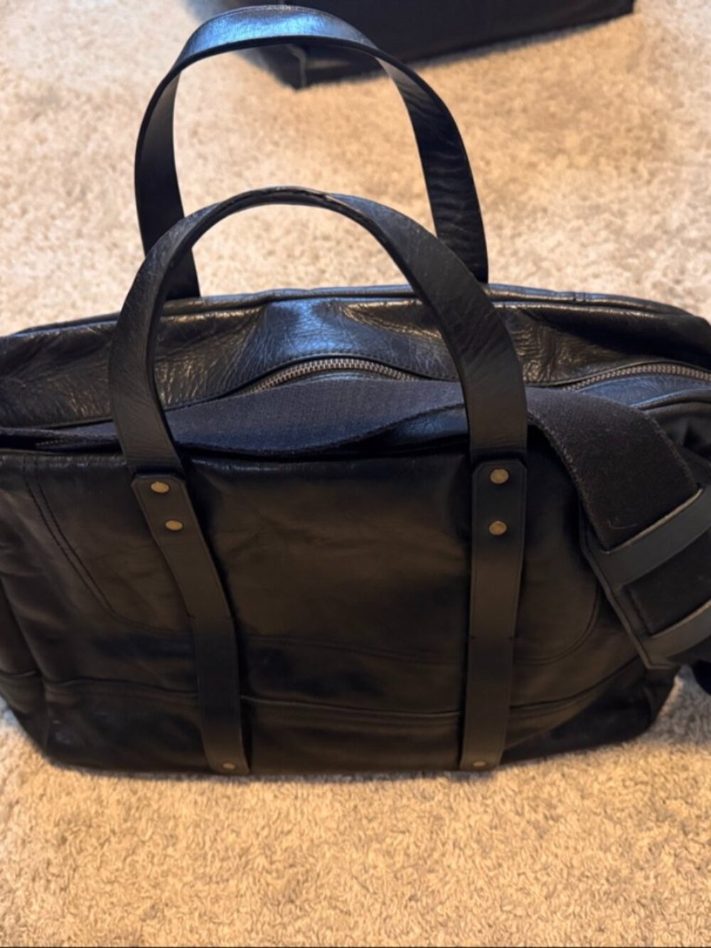 Banana Republic Black Leather Weekender Duffel Bag